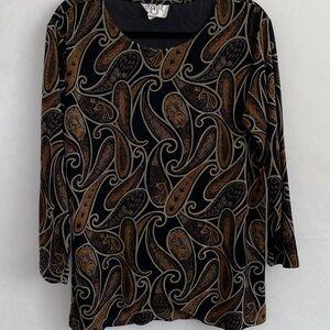 Cervelle Black and Brown Paisley Top